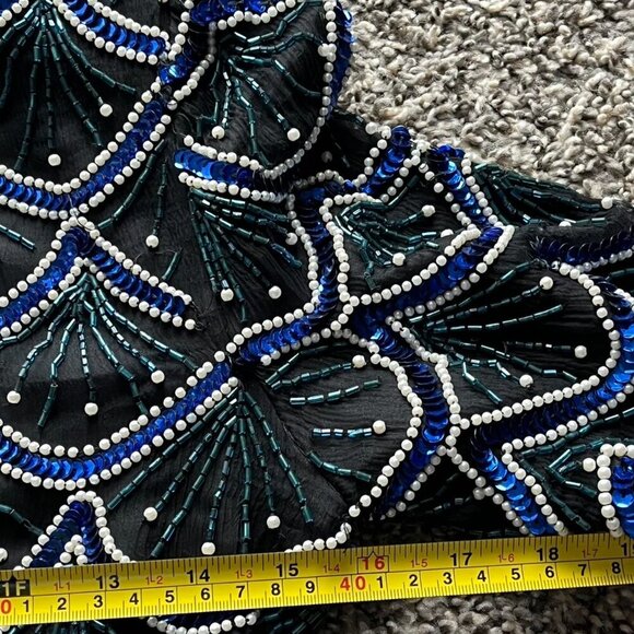Vintage Laurence Kazan Blouse Womens Small Black 100% Silk, Sequin Detailing - Picture 7 of 8